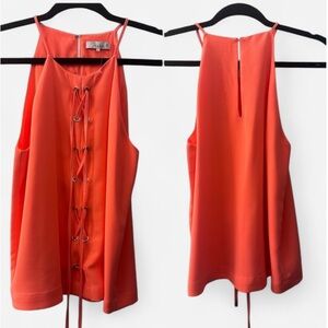 Parker Orange Sleeveless Tie Front Tank Top L